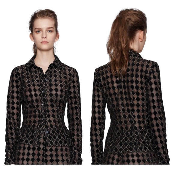 STINE GOYA Tops - Stine Goya | Nevena Diamond Ced Shirt in Black - Size Small